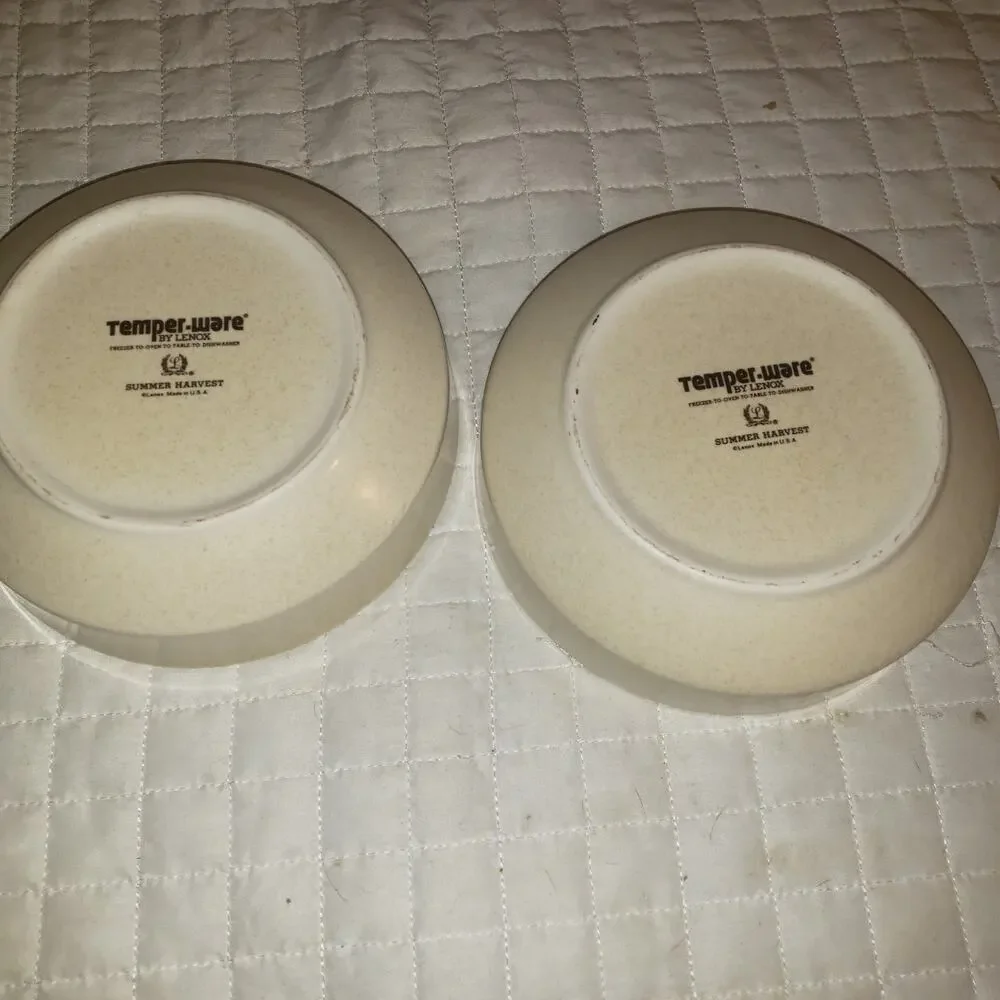 Vintage Lenox Temper-Ware Summer Harvest Coupe Cereal Bowls - Set of 2